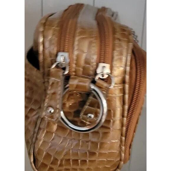 Kathy Van Zeeland Womens Pocketbook Golden Honey Croco Embossed Organizer Bag - Picture 14 of 16